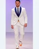 Men's Suits Summer Style Double Breasted Men Groom Tuxedo Bespoke Mens Blazer Trousers Wedding Suit(Ivory Jacket Black Pants Bow)