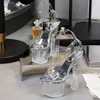 Dress Shoes New Woman Platform PVC Clear Heels 18CM High Heeled Female Transparent Summer Stripper Women Sandals Fashion Club DB0083 231013