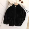 ジャケット子供用ピンクガール冬のアウトウェアフルジップアップキッズ暖かい黒茶色の幼児ボーイコート韓国のふわふわトップス