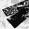 Szaliki moda kreatywna czaszka w paski dzianiny damskie szalik Y2K Zimowe unisex szalik fartuch czarny frędzl