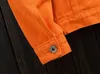 Herrjackor Hoo Men's Autumn Orange Lapel Denim Jacket Tonåringar släpper axlarna Lossa Casual Denim Jacket 231012