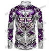 Herren Freizeithemden PLstar Cosmos Samurai Oni Mask Tattoo 3D-gedrucktes Langarm-Button-Down-Frühlings-Herren-Revershemd CXS15