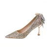 Geklede schoenen Franse strik Gradiënt Kristal pailletten Haute Couture Socialite Banket Bruid Bruidsmeisje Bruiloft Hakken