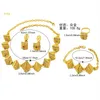 Necklace Earrings Set Dubai Bride 24K Gold Plated Jewelry Middle Eastern Bracelet Earring Ring For Women DD30230