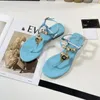 Women's Brand Sandals Heart-shape Gem Pearl Low Heels Flip-flops Holiday Beach Shoes