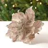 Flores decorativas 1pc glitter artificial natal diy árvore de natal guirlanda ornamentos flor falsa para casa navidad 2024 ano festa decoração