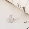 Fashion Flower 925 Sterling Silver Pendant Necklace Cubic Zirconia S925 Designer Clavicular Chain Jewelry Gift J224 for Women