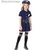 Costume a tema Ragazze Polizia Arriva Bambini Giocattolo Polizia Regali Halloween Cosplay Bottone Blu Fe Abiti Polizia L231013