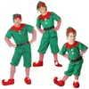 Girl s Dresses Boys Christmas Elf Costume Girls Xmas Santa Claus Green Dress For Kids Adults Family Matching Outfits Cosplay Clothing Sets 231013