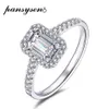 PANSYSEN Emerald Cut 925 Sterling Zilver Gesimuleerde Moissanite Ring Bruiloft Engagement Zirkoon Ringen voor Vrouwen Hele Sieraden Y06238L