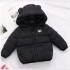 Пуховое пальто. Лучше универсальная зимняя куртка для мальчиков и девочек, теплое пальто с капюшоном и милым мультяшным принтом, модная детская одежда Bebe для 07 лет 231013