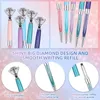 50Pcs/Lot Big Diamond Rollerball Ballpoint Pen Bling Crystal Jewel Metal Rose Gold Silver