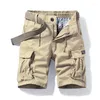 Shorts masculinos 2023 casual solto militar verão todo algodão exército tático carga moda cáqui multi-bolso