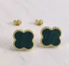 Mode Vintage 4/Quatre Feuilles Trèfle Charme Boucles D'oreilles Dos Nacre Argent Plaqué Or 18 Carats Agate pour Femmes Filles Saint Valentin Fête Des Mères Bijoux De Mariage Cadeau 88