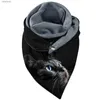 Schals Retro Knopf Schal Mode Schwarze Katze Druck Winter Schal Frauen Warme Weiche Wraps Fleece Schals Weibliche Hals Wrap Echarpe FemmeL231013