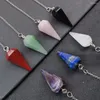 Pendentif Colliers Pendules en cristal naturel Chakra Reiki Guérison pour la divination Dowsing Quartz Minéraux Pendule Bijoux de femmes hommes