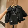 Jackor Spring Autumn Boys Leather Jackets i 2-8 år Klassiker Stiliga Baby Boy PU Outerwear Kids Clothing Zipper Fly Coats 231013