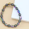 Link Bracelets 12MM Natural Stone Diamond Shape Inlay Black Hematite Round Beads Fashion Neutral Bracelet Jewelry Ornaments For Daily Wear