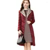 Dames trenchcoats mode casual lange katoenen jas herfst winter warme donsjassen imitatie kraag parka overjas