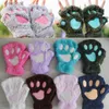 Cinq doigts gants belle peluche chat griffe patte gants en peluche mitaines chaud doux en peluche court sans doigts moelleux ours gants costume demi doigt gants l231013