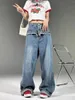 Jeans da donna WCFCX STUDIO American Vintage per donna Pantaloni stile fidanzato a vita alta Y2k Street Mopping Denim