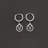 Easy chic designer simple Fashion dangle Classic letter 18K gold rose silver circle Earrings initial Hip Hop Earings for Women Par331v
