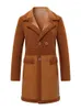 Manteau d'hiver en cuir pour femmes, vêtements pour femmes, peluche épaisse, col de costume, ample, manches longues, PU, mode, fausse usure des deux côtés, manteaux, 2023