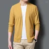 Men's Sweaters Spring Mens Cardigan Korean Knitted Sweater Thin Slim V-neck Long Sleeve Top Boys Yellow Oversize Xxxl Casual Knitwear