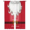 Vorhang Weihnachten rot Karneval Weihnachtsmann Bart Voile transparente Vorhänge Wohnzimmer Fenster Tüll Vorhang Küche Schlafzimmer Vorhänge Home Decor 231012