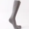 Chaussettes pour hommes 5 paires de marque Mans long doigt coton solide noir affaires décontracté hommes mi-mollet en sueur déodorant orteil chaussette mâle pères cadeau