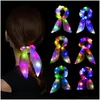 Autres fournitures de fête festive LED bandes de cheveux lumineuses chouchous femmes filles nouveaux chapeaux corde simple bande de poignet anneaux en caoutchouc accesso Dhhjk