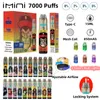 IMINI 7000 PUFFS PUFFS PENA DE VAPE DESPONSÁVEL CIGUTAS ELETRONCENTES DE 15ML POD Recarregável Fluxo de ar Ajustável 0% 2% 3% 5% Vaporizador de dispositivo 20 sabores de frutas Rápida