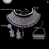 Ensembles de bijoux de mariage Ensemble de luxe pour femmes Zircon Cristal Collier Boucle d'oreille Bracelet Bague Accessoires de fête Africain Dubaï Cadeau de mariée 231012