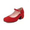 Dress Shoes Oversize Large Size Big Square Toes Thick Heel Fashion Trend Pumps Women Banquets Wedding Simple And Elegant