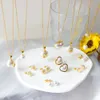 Bröllopsmycken uppsättningar Trendiga Pearl Steel Ball Pendant Guld Färghalsband och örhängen Set rostfritt för Women Girl Gift 231012
