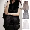 Coletes femininas Mulheres Faux Fur Colete V-Pescoço Sem Mangas Outerwear Elegante Colete de Inverno Jaqueta Quente para Streetwear