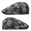 Berets Men's Berets Peaked Hats Plaid Gatsby sboy Cap Women Washed Denim Flat Cabbie Ivy Cap Herringbone Driving Painter Hat 231013