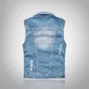 Men's Vests Ripped Jean Jacket Men's Denim Vest Hip Hop Jean Coats Waistcoat Men Cowboy Brand Sleeveless Jacket Male Tank Plus Size 6XL 231012