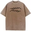 Men's T Shirts Mountain Men/Women Washed T-Shirt 230g Cotton Funny Loose Bleached Tshirt Retro Hip Hop Bleach Shirt Tops Tee