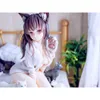 マスコットコスチューム14cmアニメフィギュアmia猫の女の子の耳のぬいぐるみテールホワイトシャツセクシーなひざまずくブルネットガールモデル人形トイギフト箱