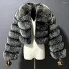 Cappotto corto in pelliccia da donna Cappotto corto invernale in finto piumino da donna con risvolto allentato con cerniera manica lunga visone femminile