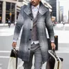 Giacche da uomo Abbigliamento 3d Trench lungo Cappotto da uomo Autunno inverno Stampato digitale Risvolto Giacca scozzese di lana Uomini grandi e alti