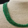 Naturliga 3 rader 2x4mm fasetterad grön smaragd abacus pärlor halsband17-19 262v