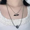 Pendentif Colliers X7YA Mode Noir Coeur Aile Collier Ras Du Cou Simple Charme Chaîne De Cou Doux Cool Clavicule Bijoux De Fête