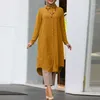 Etniska kläder muslimska solid mittlängdskjorta för kvinnor Dubai Abaya mode enbröd lång topp kalkon arabiska islam toppar