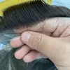 Peruca de pele fina de cabelo humano virgem brasileiro 32mm onda # 1b cor preta natural 0.08mm nós de pele peruca pu para homens brancos