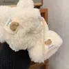 Cinco dedos luvas kawaii pelúcia luvas quentes macio inverno grosso sem dedos coreano japonês urso luvas com cordas casual ao ar livre equitação luvas quentesL231013