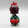 Mascot Costumes 10cm Anime Figure Demon Slayer Kimono Oiran Changes Head Shape Standing in Q Version Kneel Downfunny Tanjirou Toy Gift Model Pvc