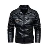 Herren Leder Kunstleder Herren Herbst und Winter Herren Hochwertiger Modemantel PU-Lederjacke Motorrad-Stil Freizeitjacken Schwarz Warmer Mantel 231013