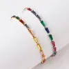 Charm Bracelets Colorful T Shape Zircon Tennis Women Bracelet Bridal Wedding Silver Plated Jewelry Friendship Birthstone Gift